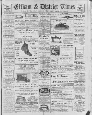 cover page of Eltham & District Times published on May 2, 1913