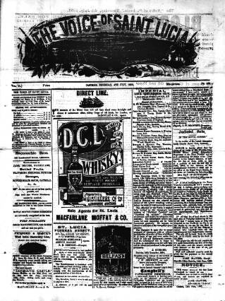cover page of Voice of St. Lucia published on July 4, 1895