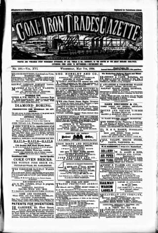 cover page of Midland & Northern Coal & Iron Trades Gazette published on May 7, 1884