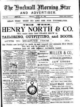 cover page of Hucknall Morning Star and Advertiser published on April 26, 1895