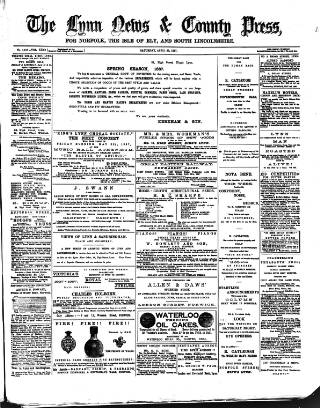 cover page of Lynn News & County Press published on April 23, 1887