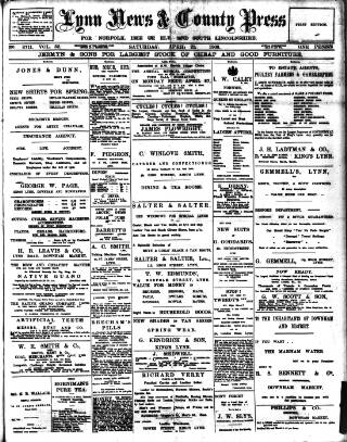cover page of Lynn News & County Press published on April 25, 1908