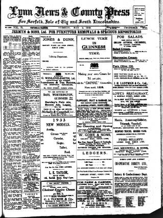 cover page of Lynn News & County Press published on May 2, 1933