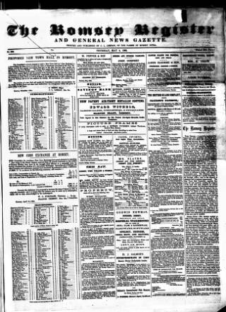 cover page of Romsey Register and General News Gazette published on May 4, 1865
