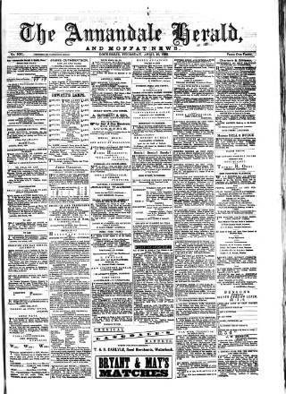 cover page of Annandale Herald and Moffat News published on April 19, 1883