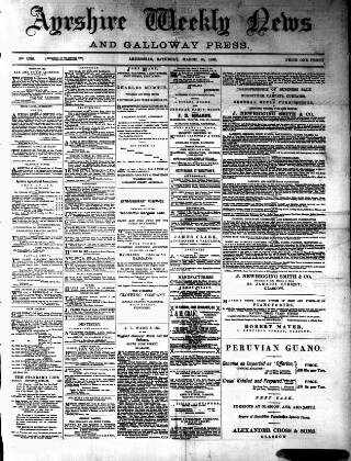 cover page of Ayrshire Weekly News and Galloway Press published on March 28, 1885