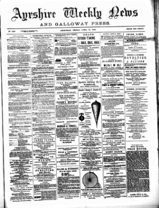 cover page of Ayrshire Weekly News and Galloway Press published on April 27, 1888