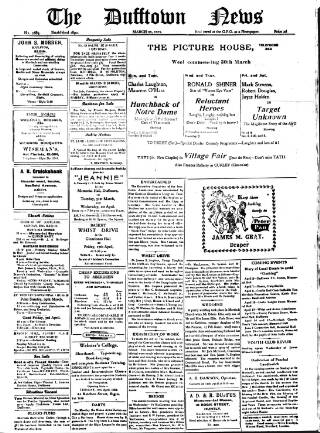 cover page of Dufftown News and Speyside Advertiser published on March 28, 1953