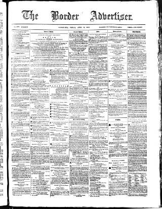 cover page of Border Advertiser published on April 26, 1872