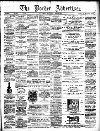 cover page of Border Advertiser published on June 2, 1886