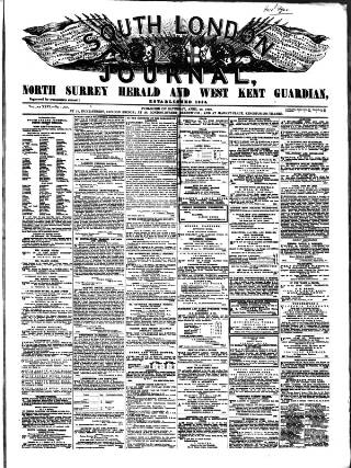 cover page of South London Journal published on April 26, 1862