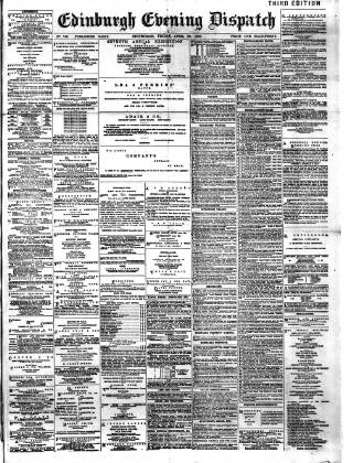 cover page of Edinburgh Evening Dispatch published on April 20, 1888