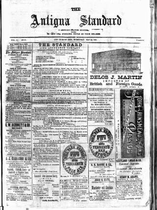 cover page of Antigua Standard published on May 1, 1889