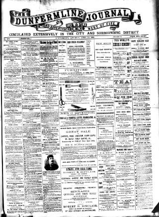 cover page of Dunfermline Journal published on April 20, 1895