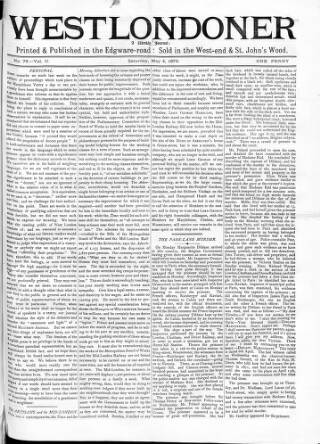 cover page of West Londoner published on May 4, 1872