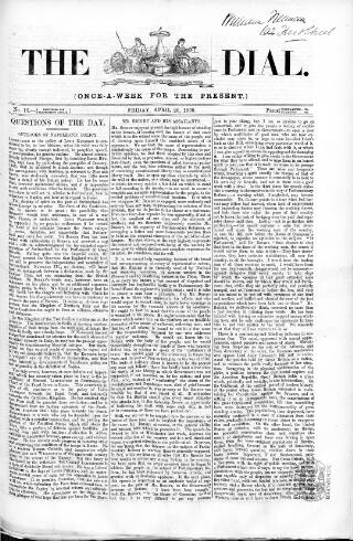 cover page of Dial published on April 20, 1860