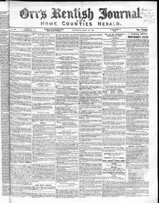 cover page of Orr's Kentish Journal published on April 28, 1866