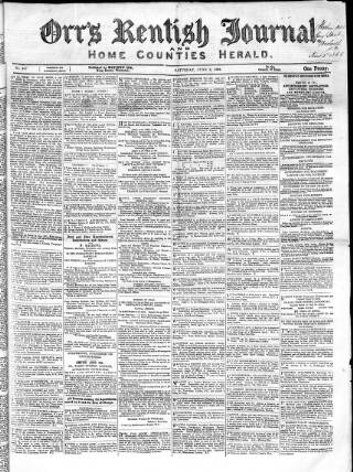 cover page of Orr's Kentish Journal published on June 2, 1866