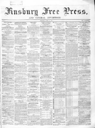 cover page of Finsbury Free Press published on June 27, 1868