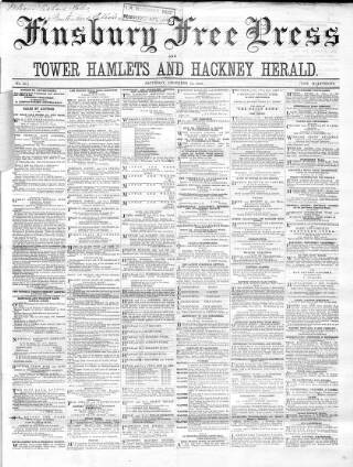 cover page of Finsbury Free Press published on December 12, 1868