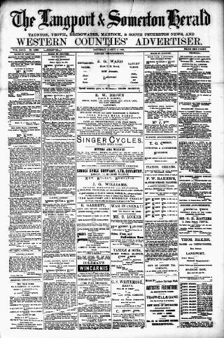 cover page of Langport & Somerton Herald published on March 5, 1898