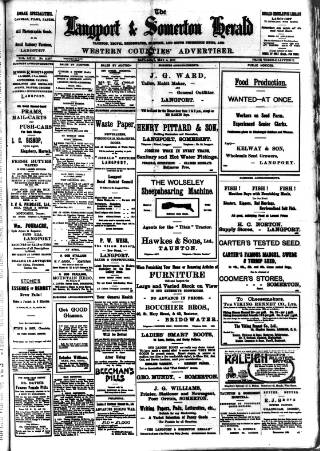 cover page of Langport & Somerton Herald published on May 4, 1918