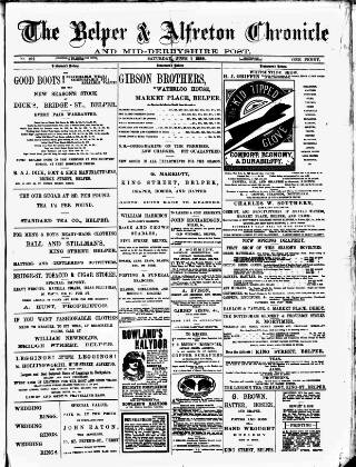 cover page of Belper & Alfreton Chronicle published on June 1, 1889