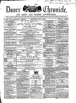 cover page of Dover Chronicle published on May 3, 1862