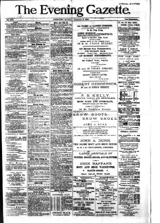 cover page of Evening Gazette (Aberdeen) published on December 2, 1886