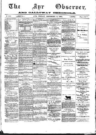 cover page of Ayr Observer published on December 2, 1881