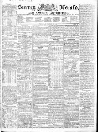 cover page of Surrey Herald and County Advertiser published on February 28, 1827