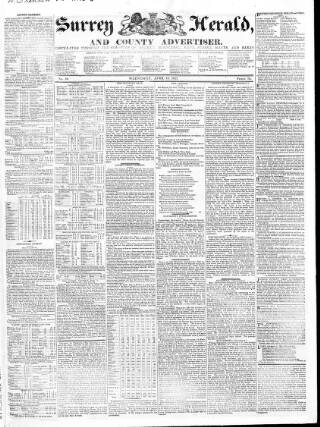 cover page of Surrey Herald and County Advertiser published on April 18, 1827