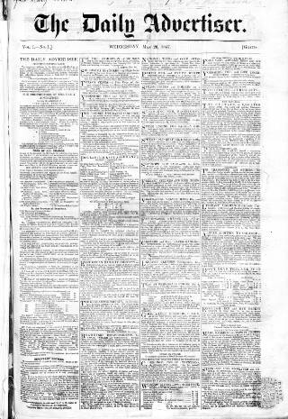 cover page of London and Liverpool Advertiser published on May 26, 1847