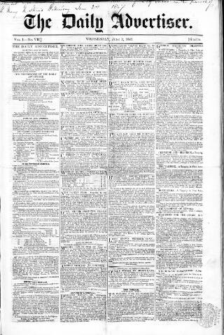 cover page of London and Liverpool Advertiser published on June 2, 1847
