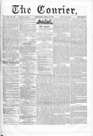 cover page of Courier and West-End Advertiser published on April 25, 1874