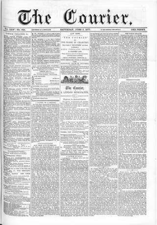 cover page of Courier and West-End Advertiser published on June 2, 1877
