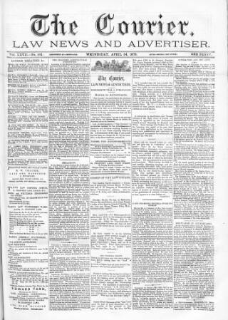 cover page of Courier and West-End Advertiser published on April 24, 1878
