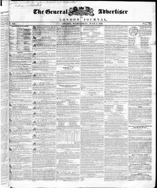 cover page of Town and Country Advertiser published on June 1, 1836