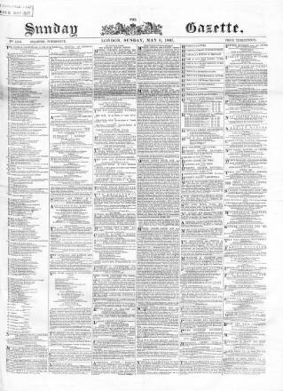 cover page of Sunday Gazette published on May 5, 1867