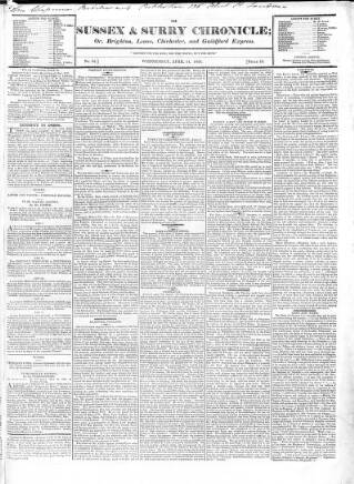 cover page of Sussex & Surrey Chronicle published on April 14, 1824