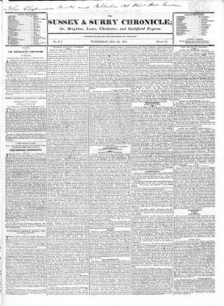 cover page of Sussex & Surrey Chronicle published on May 26, 1824