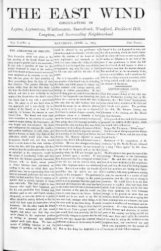 cover page of East Wind published on April 24, 1875