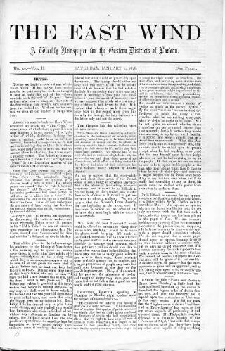 cover page of East Wind published on January 1, 1876