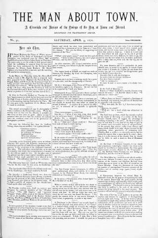 cover page of Man about Town published on April 9, 1870