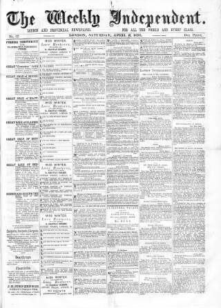 cover page of Weekly Independent (London) published on April 8, 1876