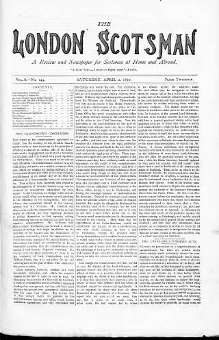 cover page of London Scotsman published on April 2, 1870