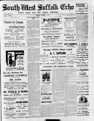 cover page of Haverhill Echo published on December 2, 1933