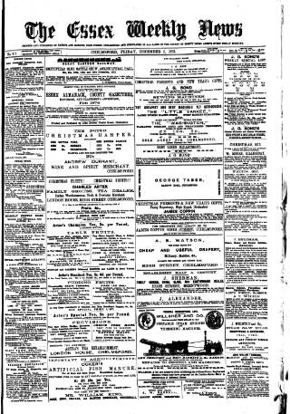 cover page of Essex Weekly News published on December 5, 1873
