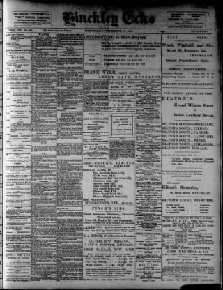 cover page of Hinckley Echo published on December 4, 1901