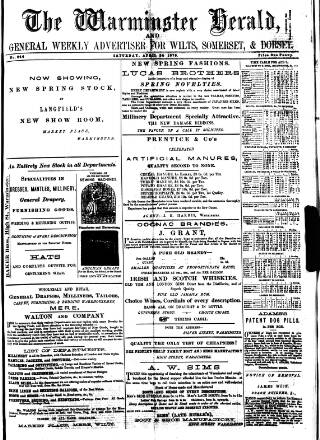 cover page of Warminster Herald published on April 24, 1875